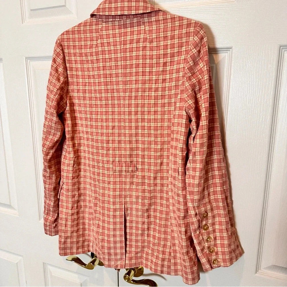 Free People Olivia Gingham Print Blazer Vintage Style Sold Out Online Sz XSmall - Picture 10 of 15